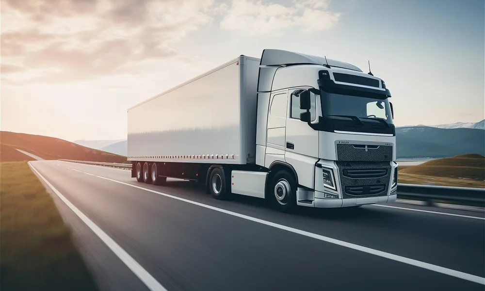 Cargo insurance Truck carrying insured cargo on a freight route
